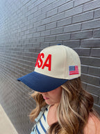 USA Vintage Trucker Hat-Blue