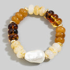 Baroque Pearl And Acrylic Bead Stretch Bracelet: GDLBR