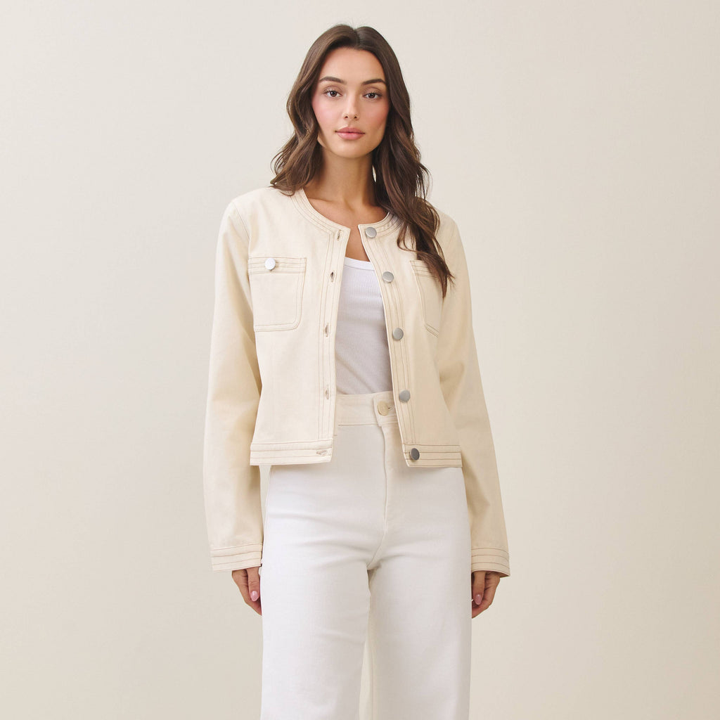 Cotton twill jacket: CREAM