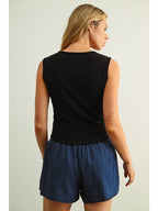 Square Neck Sleeveless Top Black