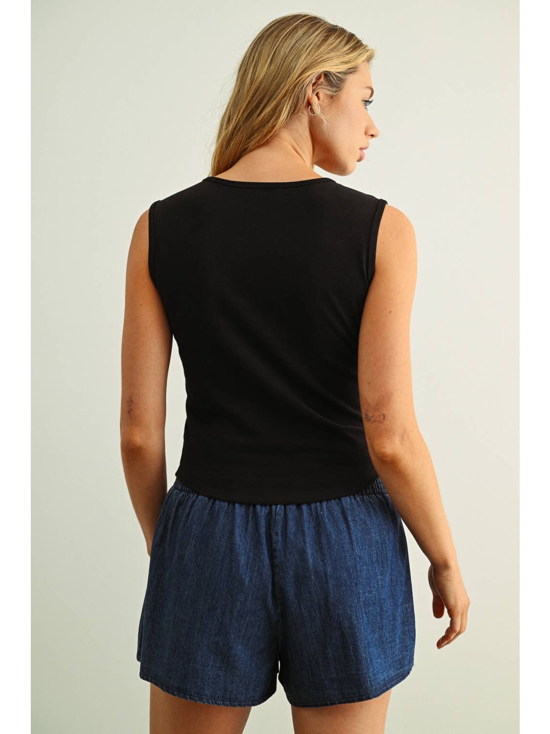 Square Neck Sleeveless Top Black