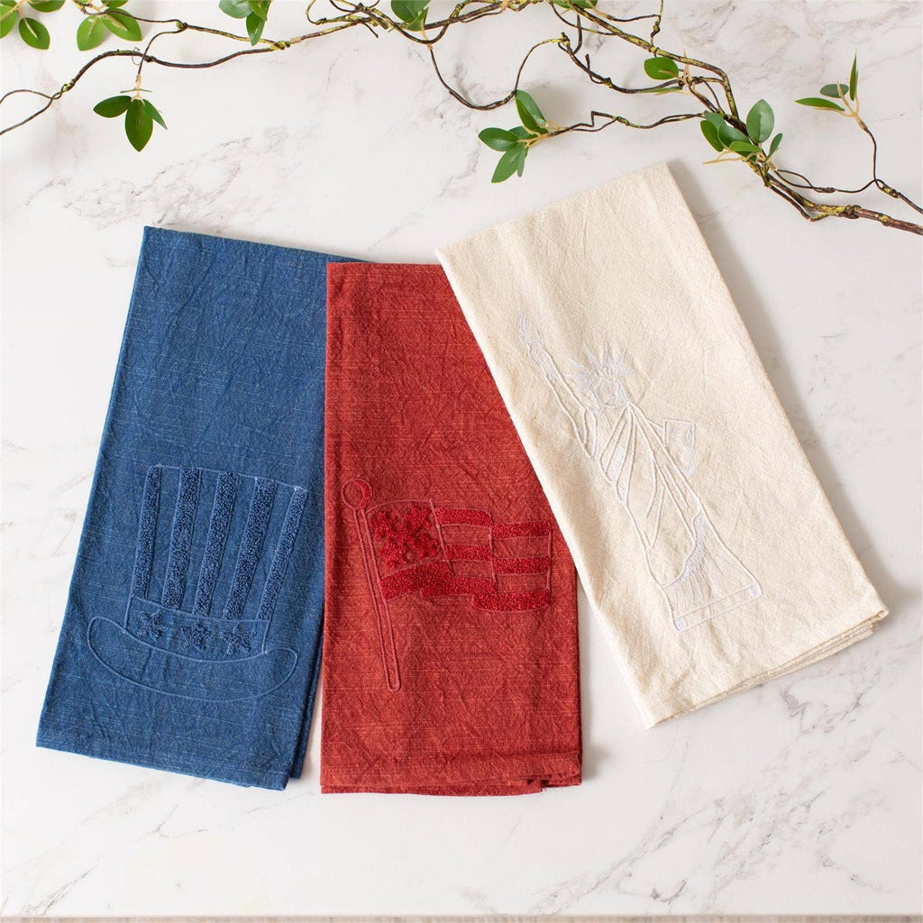 Patriotic Stonewashed Tea Towels (Set Of 3)