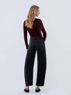 BLACKHIGH RISE BLACK ANKLE BARREL LEG JEANS RELIEF