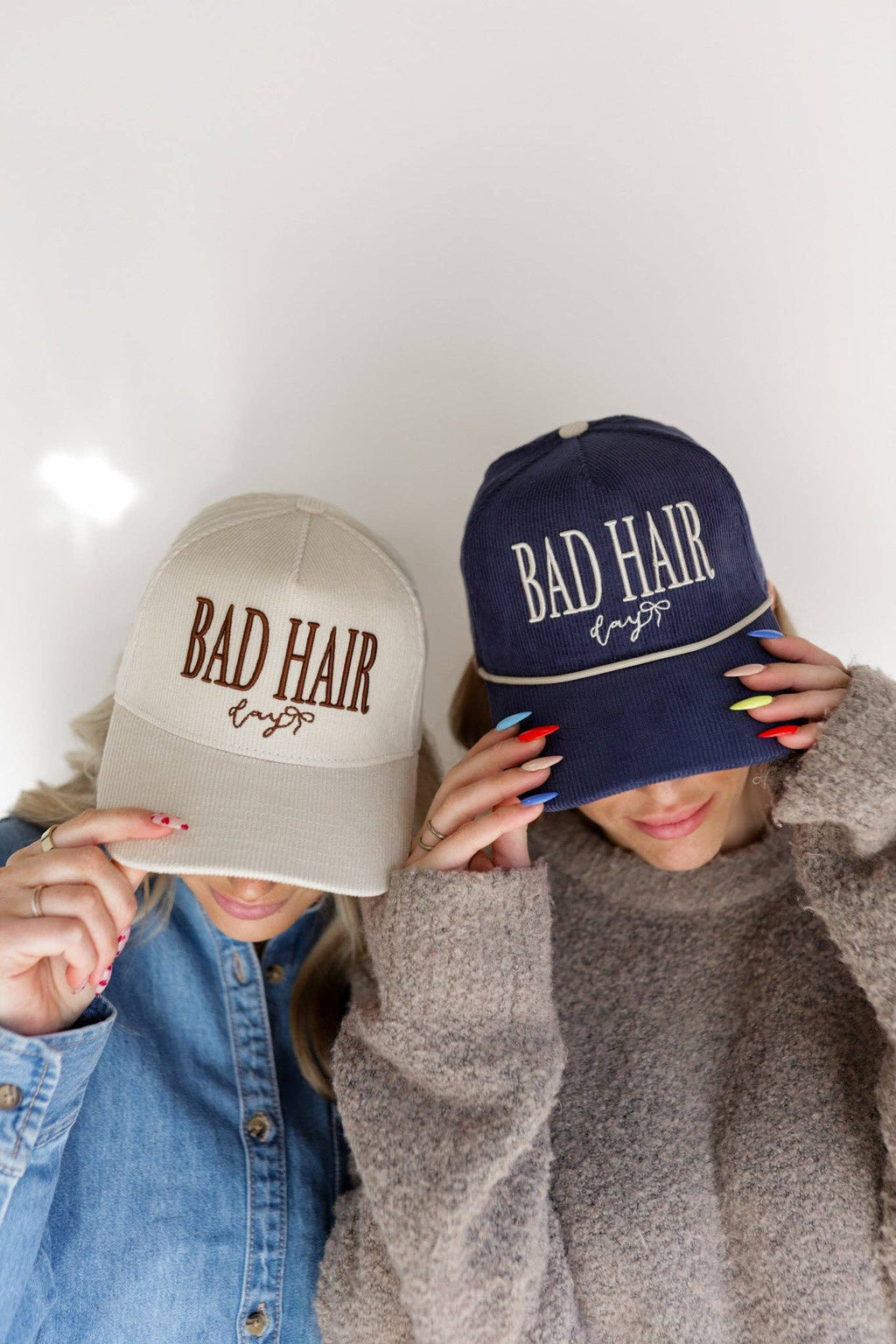 Bad Hair Day Trucker Hat: CREAM CORDUROY
