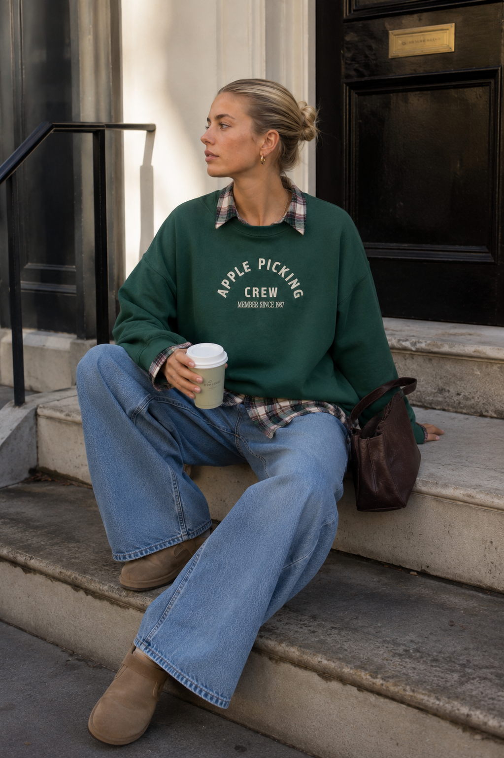 HUNTER GREEN Apple Picking Crew Embroidered Sweatshirt – Sweet Claire – view 4