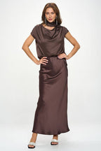 CHOCOLATE Silky Satin Maxi Skirt