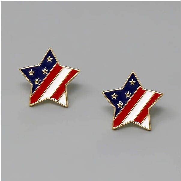 Star American Flag Stud Earrings