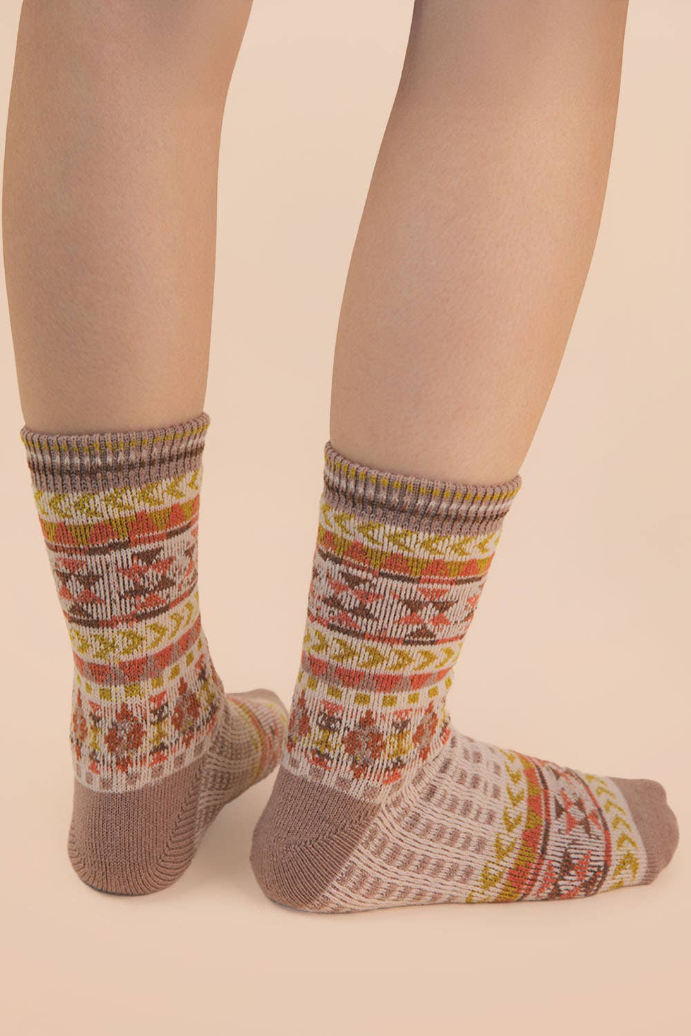Geometric Graphic Crew Socks: SAGE