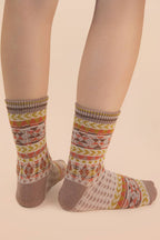 Geometric Graphic Crew Socks: SAGE
