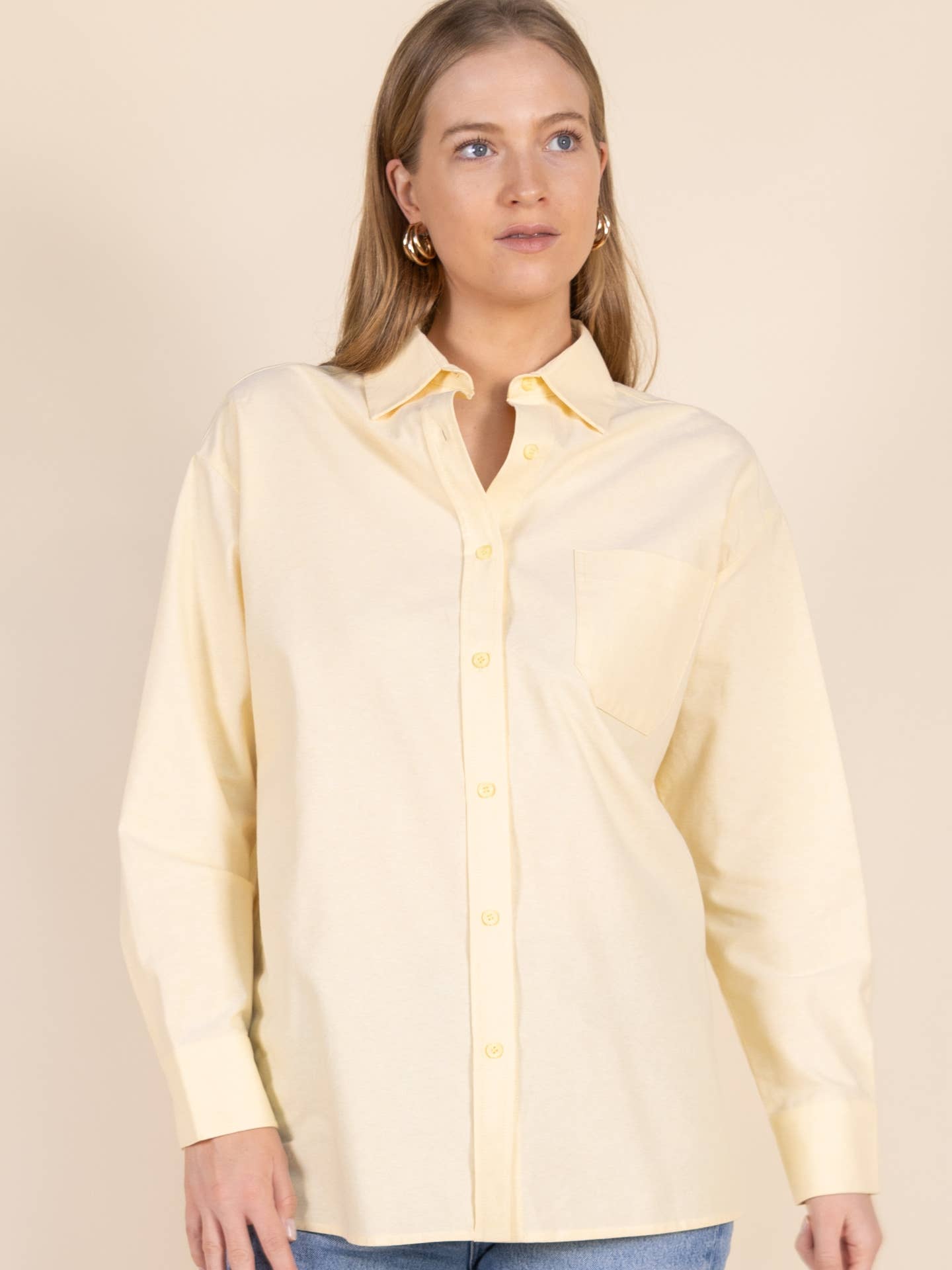 Poplin Back Slit Detail Button Up Shirt