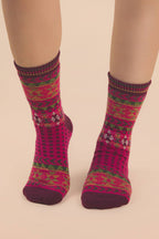 Geometric Graphic Crew Socks: SAGE
