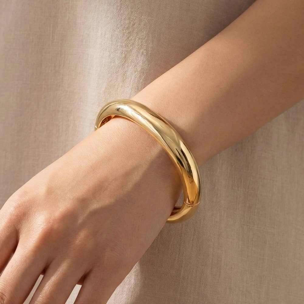 GOLD Metallic Curved Sculptural Bangle Bracelet