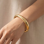 GOLD Metallic Curved Sculptural Bangle Bracelet