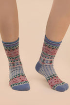 Geometric Graphic Crew Socks: SAGE