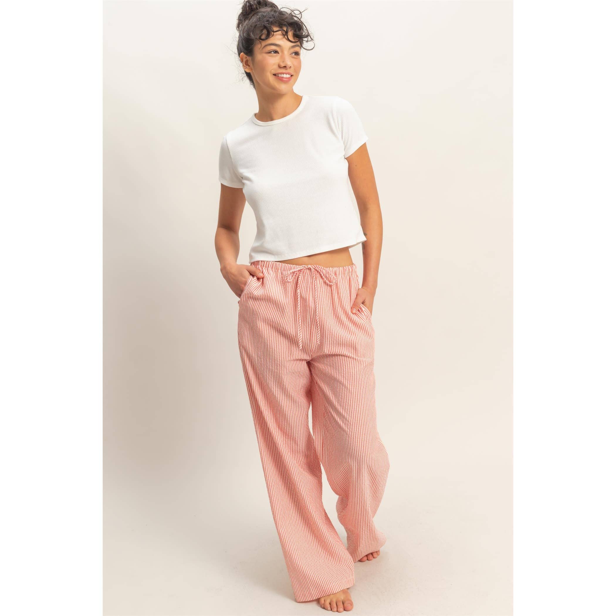 Red Striped Wide Leg Pant