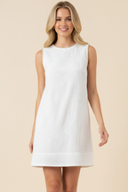 White SEASIDE EMBROIDERED SLEEVELESS MINI DRESS
