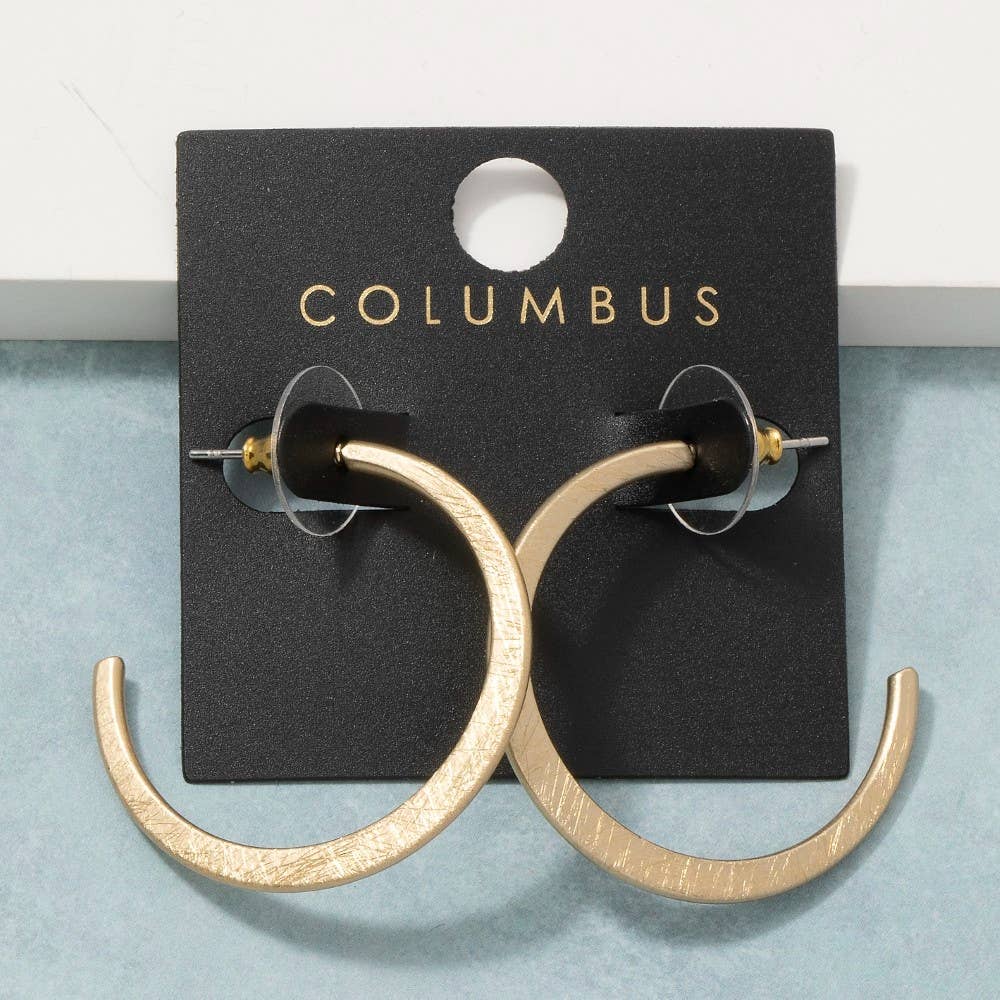 Bushed Texture Gold Hoop Earrings: GOLD