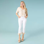 Lightweight Heavenly-Luxe Short Sleeve V-Neck Sweater: Oatmeal
