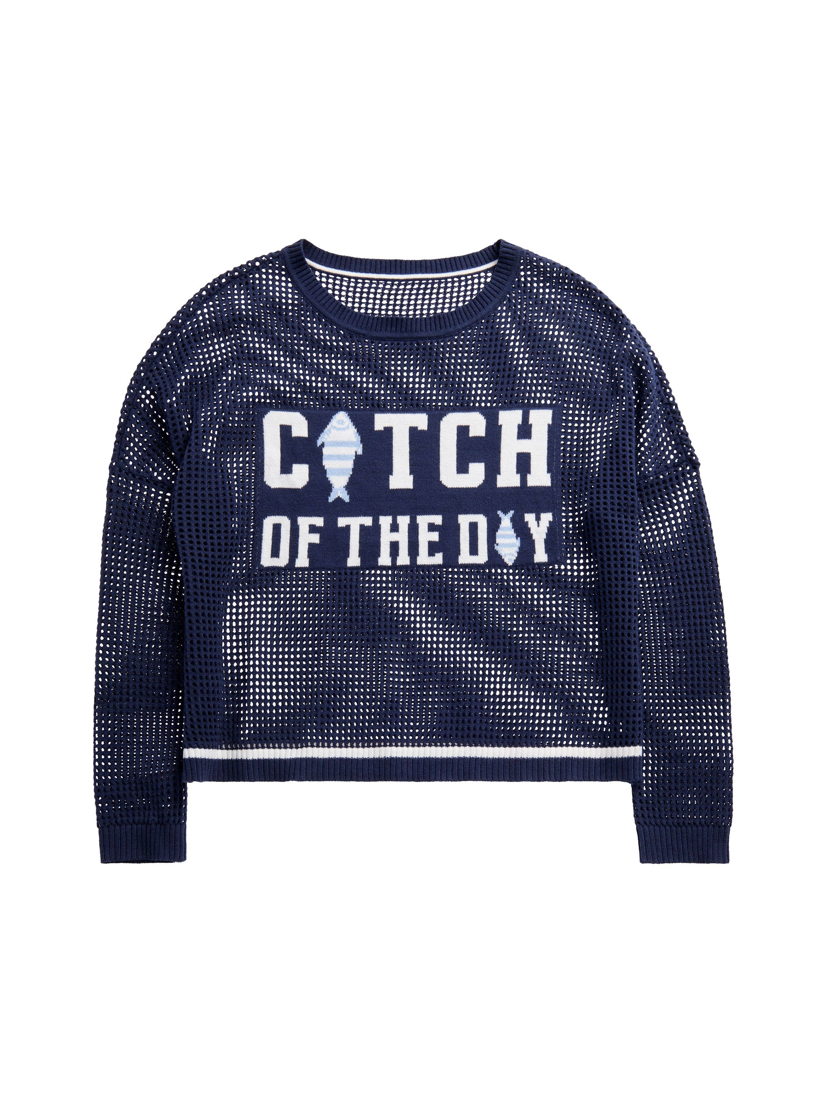 "CATCH OF THE DAY" MESH SWEATER