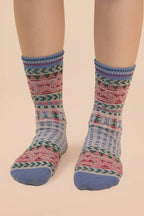Geometric Graphic Crew Socks: SAGE