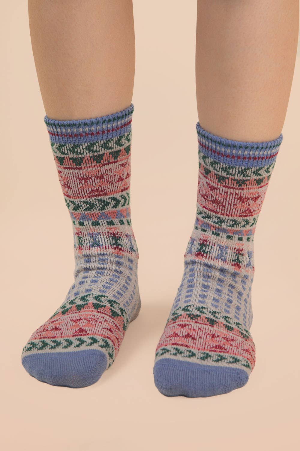 Geometric Graphic Crew Socks: SAGE