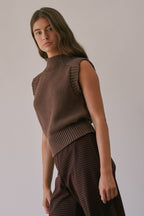 Choco Lexi Ribbed Mock Neck Sweater Vest