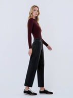 BLACKHIGH RISE BLACK ANKLE BARREL LEG JEANS RELIEF