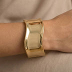 GOLD Thick Wavy Hinge Bangle Bracelet