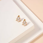 Christmas Tree Enamel Stud Earrings: Pink