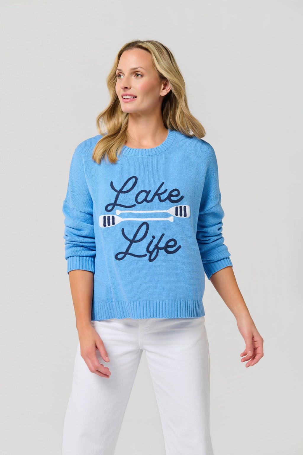 "LAKE LIFE" RELAXED FIT SWEATER: SMALL