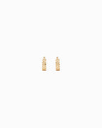 Checkered Pattern Cutout Hoop Earrings: Gold