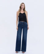 UPLIFTED JEWEL OLIVIA SUPER HIGH RISE FULL LENGTH DARK WASH WIDE JEANS