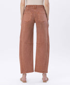 HIGH RISE TWIST BARREL JEANS: COPPER /Flying monkey