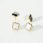 Stainless Steel Clover Stud Earrings: White / One / B4JE003