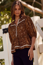 Western Printed Cotton Blouse: Cowboy Multi