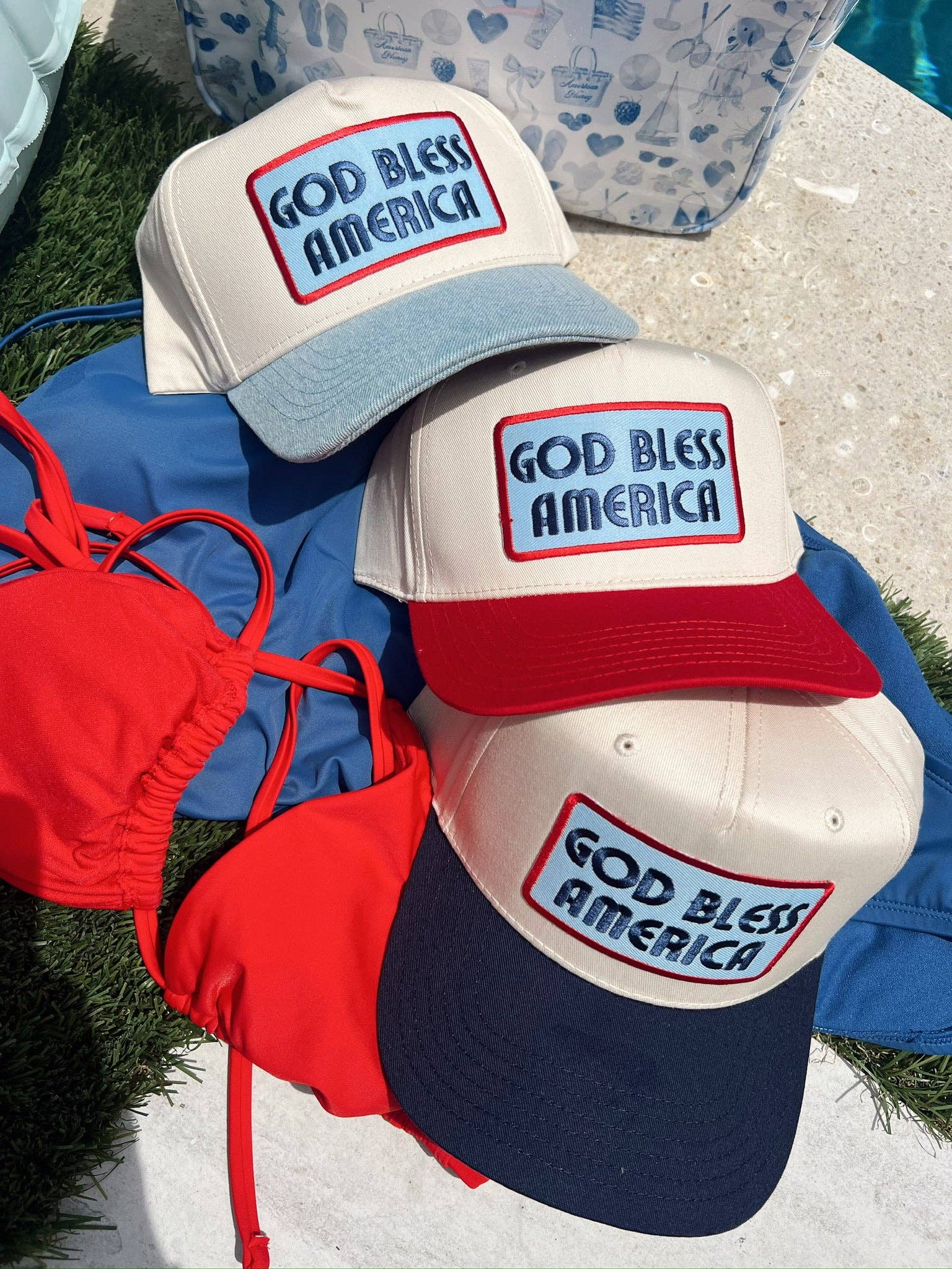 God Bless America - Vintage Trucker Hat: Denim