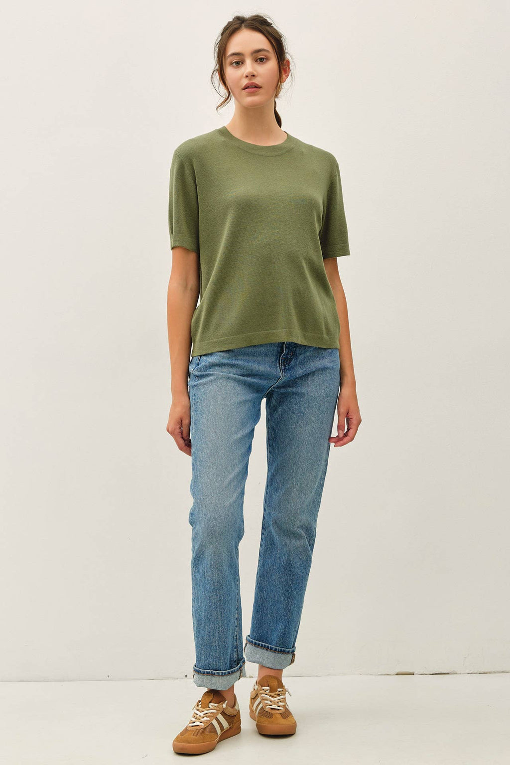 CASHMERE BLENDED SHORT SLEEVE SWEATER