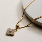 Gold Filled Clover Pendant Necklace with Box Chain: GD / ONE
