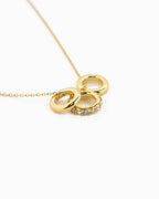 CZ Rondelle Charm Pendant Necklace: Yellow Gold