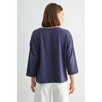 DUSTY BLUE Knit Drop Shoulder Loose Fit Top