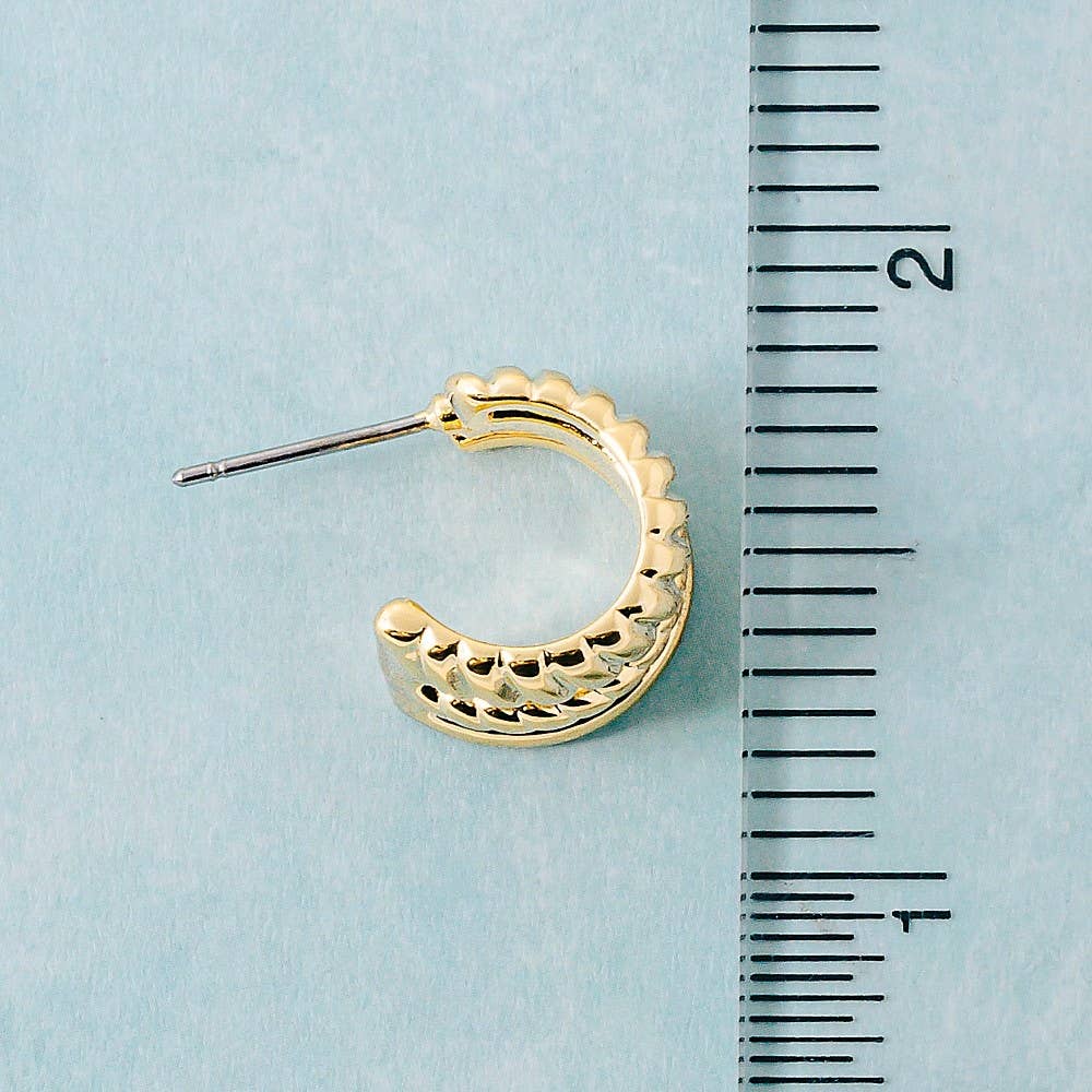 Gold Wide Layered Mini Hoop Earrings