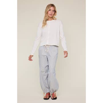 Ivory Button-Up Lightweight Sweater Cardigan
