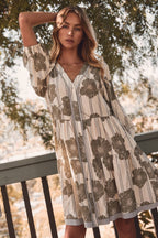 Plus SAGE Botanical Printed Pintuck Dress