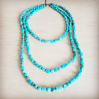 Triple Strand Layered Western Boho Small Dyed Turquoise Necklace 263p