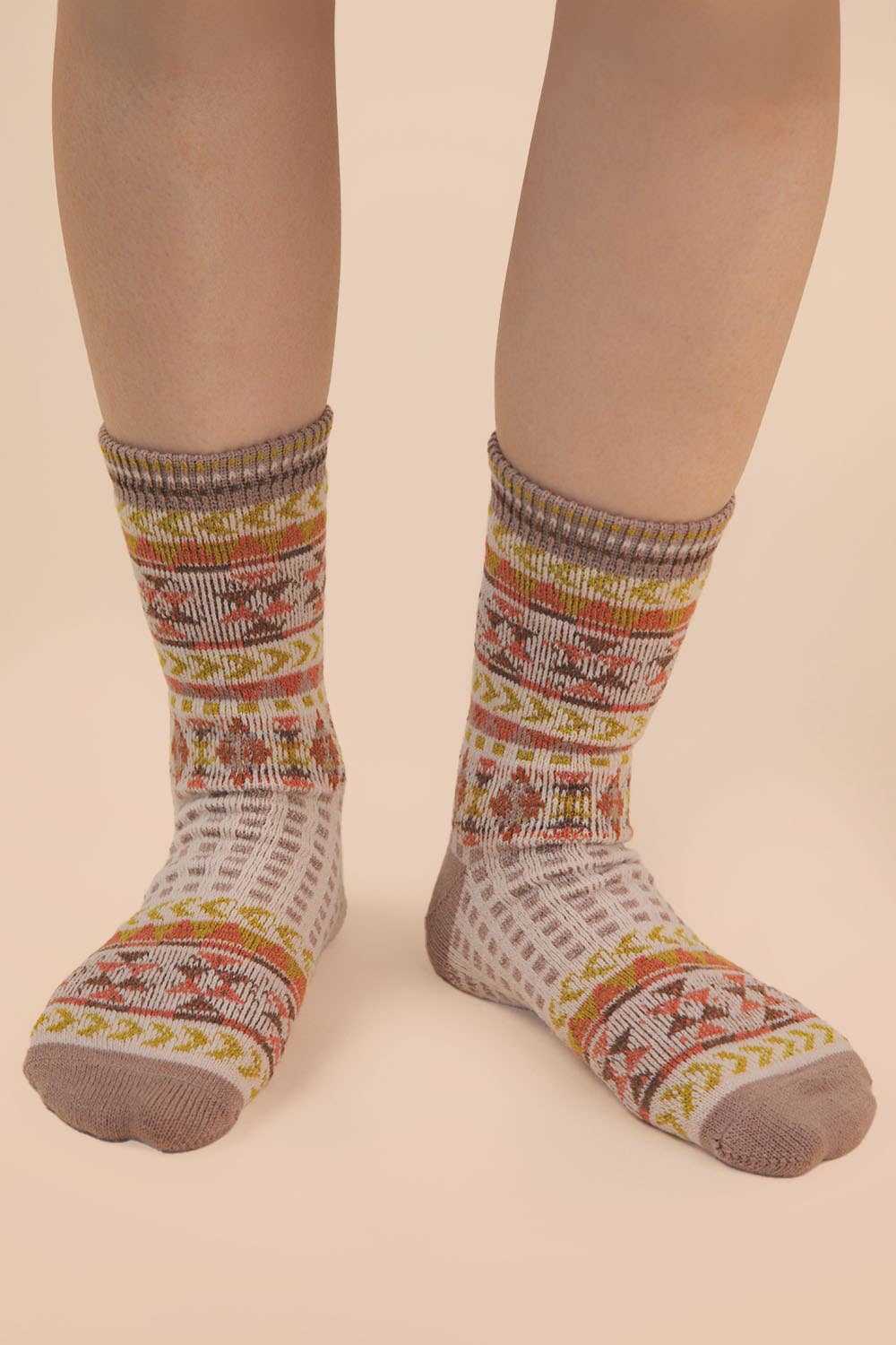 Geometric Graphic Crew Socks: SAGE