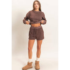 DARK BROWN Contrast Sweatshirt & Shorts Set