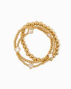 MOP Clover Stretch Beaded Bracelets, Set of 3: White