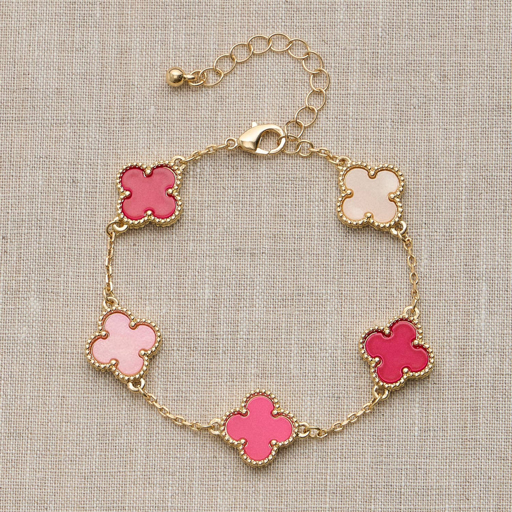 Colorful Shell Charm Bracelet with Gold Detailing: Pink / One / 5SB21068