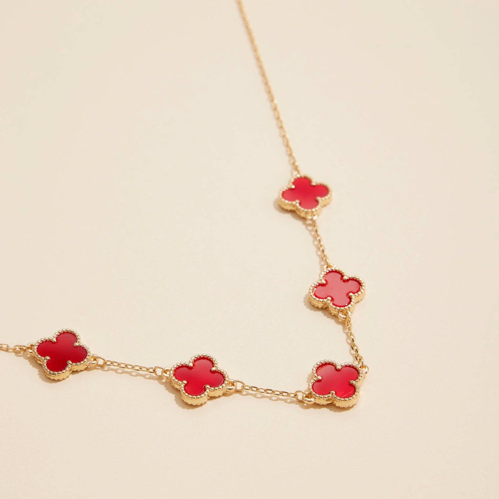 Gold Chain Necklace with Shell Inlay Charms: Black / One / 4SN11001