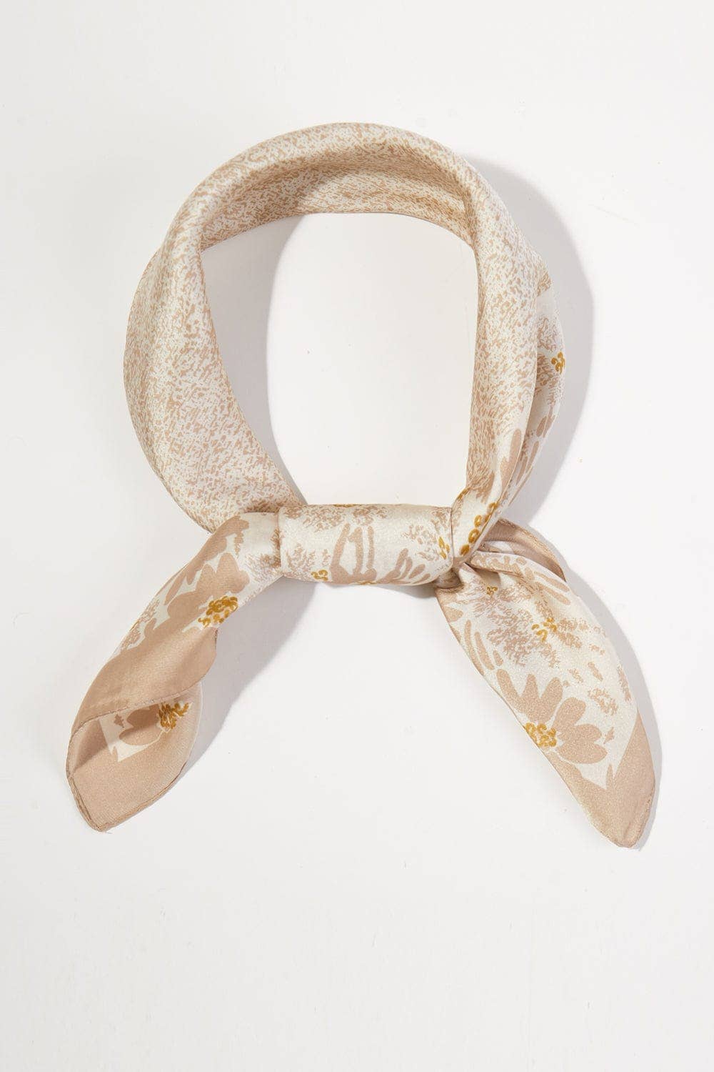 Classic Floral Print Bandana: Taupe